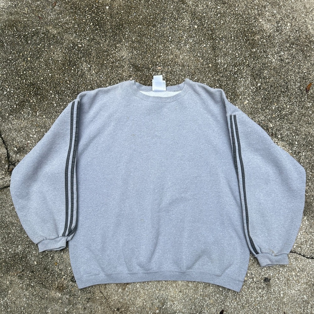 Vintage Adidas 90s Made in USA Gray 3 Stripe Crewneck Sweatshirt Mens XL